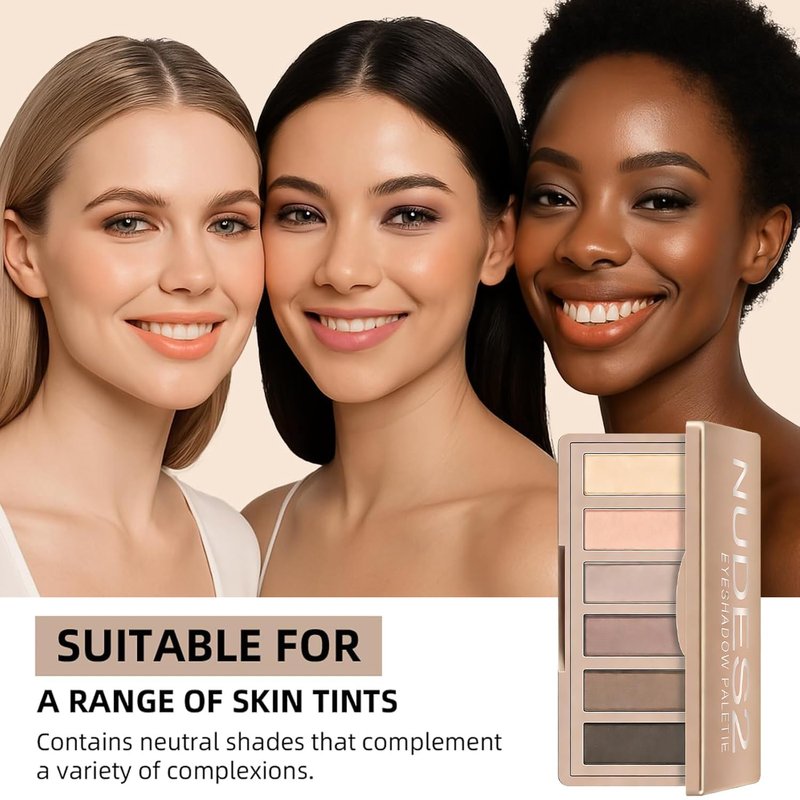 KYDA Mini Eyeshadow Palette - 6 Colors of High Pigment Neutral Nudes | All Matte Eye Makeup Gift for Women