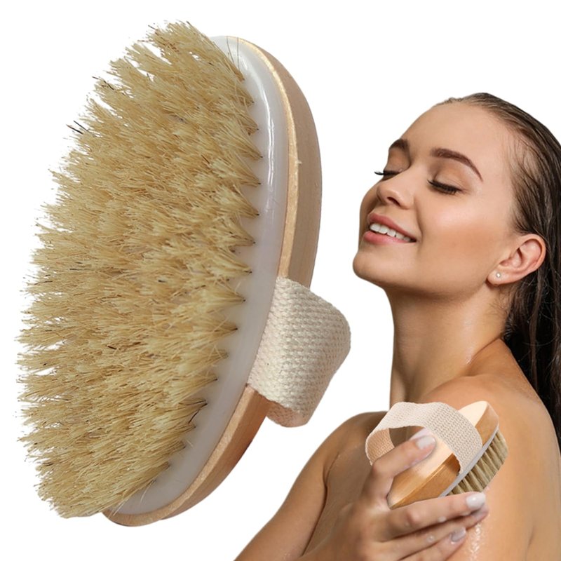 Dry Brushing Body Brush, Exfoliating Brush Body, Soft Natural Bristle for Drying Skin, Shower Brushes Wet and Dry Brushing, Scrubber for Exquisite Skin,Reduce Acne and Cellulite