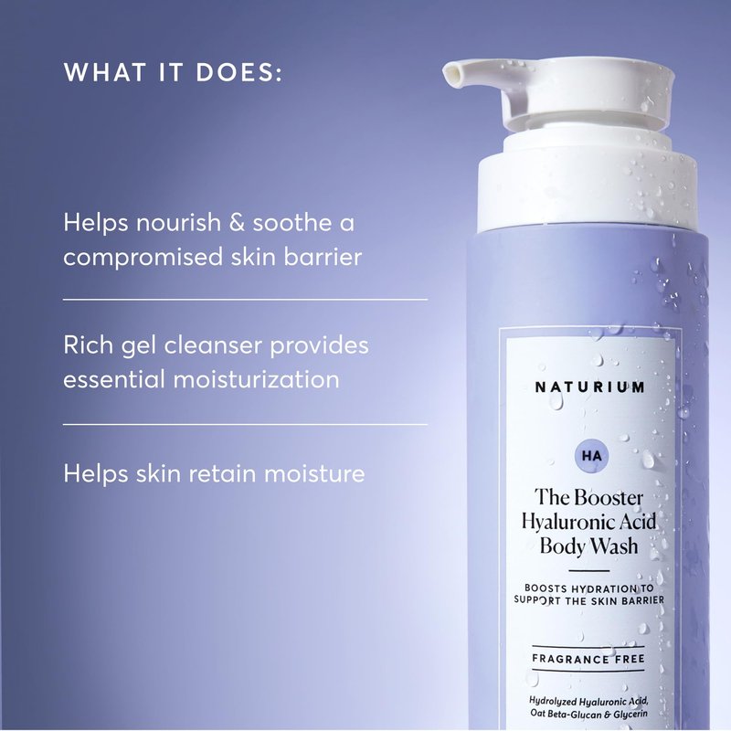 Naturium The Booster Hyaluronic Acid Body Wash, Hydrating & Moisturizing plus Minimizes Dryness, with Glycerin & Vitamin B5, 16.9 oz