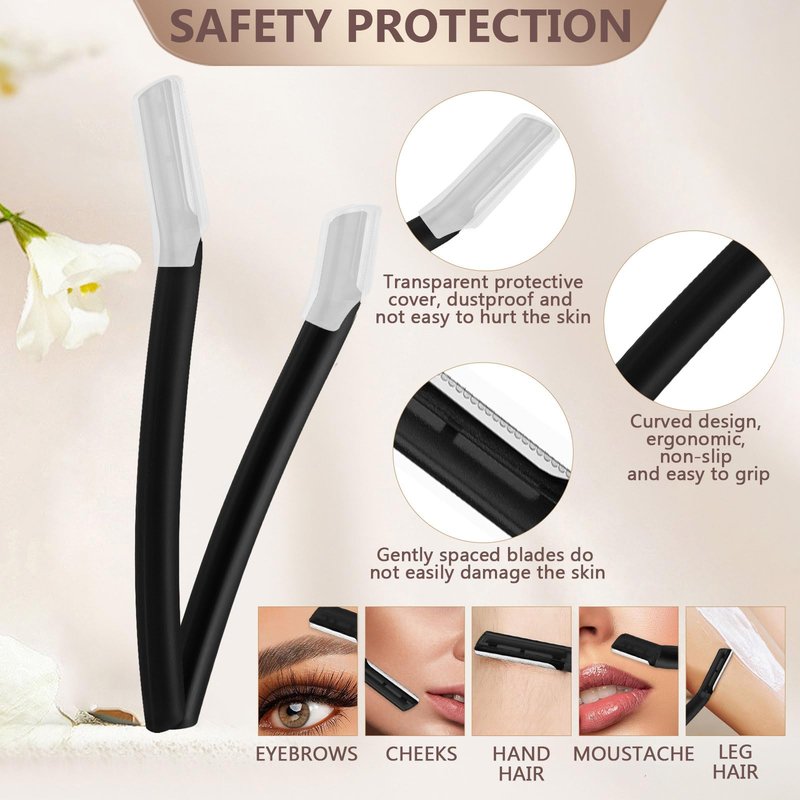 5 in 1 Eyebrow Trimming & Shaping Kit with Scissors, Razor, Spoolie & Cleaning Brush - Men/Women - Black