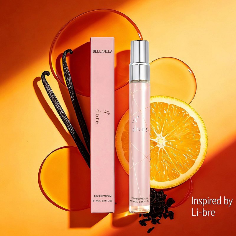 Bellamila A'dore Orange Blossom & Ambery Vanilla Eau De Parfum for Women, Sweet Gourmand Scent with Juicy Mandarin, Creamy Amber & Velvet Musk, Long-Lasting Warm Fragrance 0.34 oz Travel Perfume