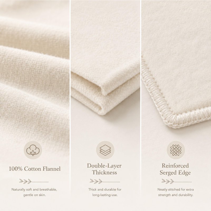 2 Pcs Organic Cotton Flannel for Castor Oil Pack Wrap, Reusable Castor Oil Compress for Stomach, Abdomen, Joints & Other Areas