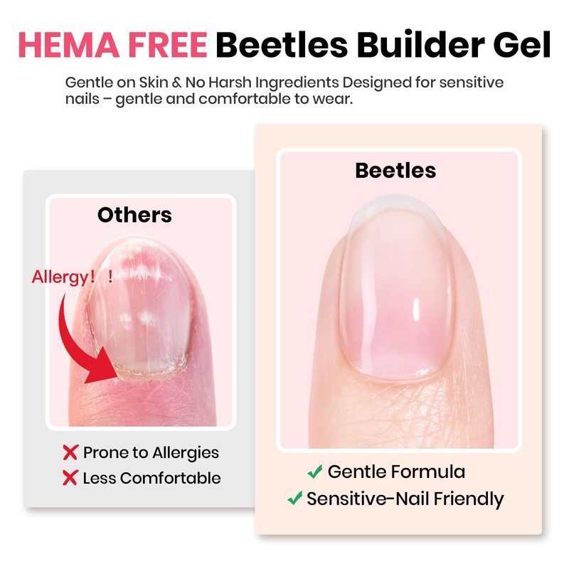 Beetles Builder Gel HEMA Free-0.51 oz Lady with Dreams Glitter Pink Building Gel,Building Apex Strengthening Thickening Sensitive Nails Extension,for Beginner DIY Salon at Home,UV LED Lamp Cured
