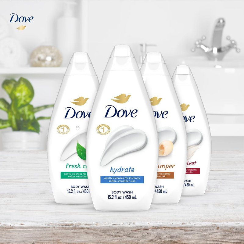 Dove Body Wash Variety Pack - Hydrating & Gentle Care | 6 x 15.2 Oz Bottles