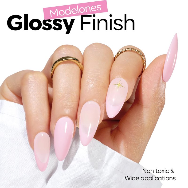 Light Pink Gel Nail Polish - Modelones Petal Milky Pink Soak Off Gel for Spring Nail Art | 15 ML