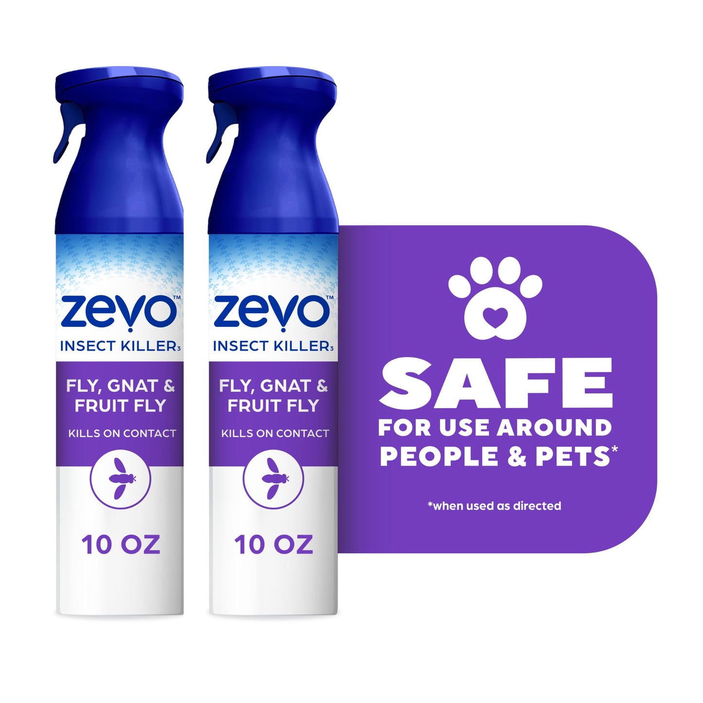 Zevo Flying Insect Killer Spray - Fruit Fly, Gnat, Fly & Mosquito Bug Spray for Home Use with Rosemary & Cornmint Oil - Indoor & Outdoor Use (2 Bottles)