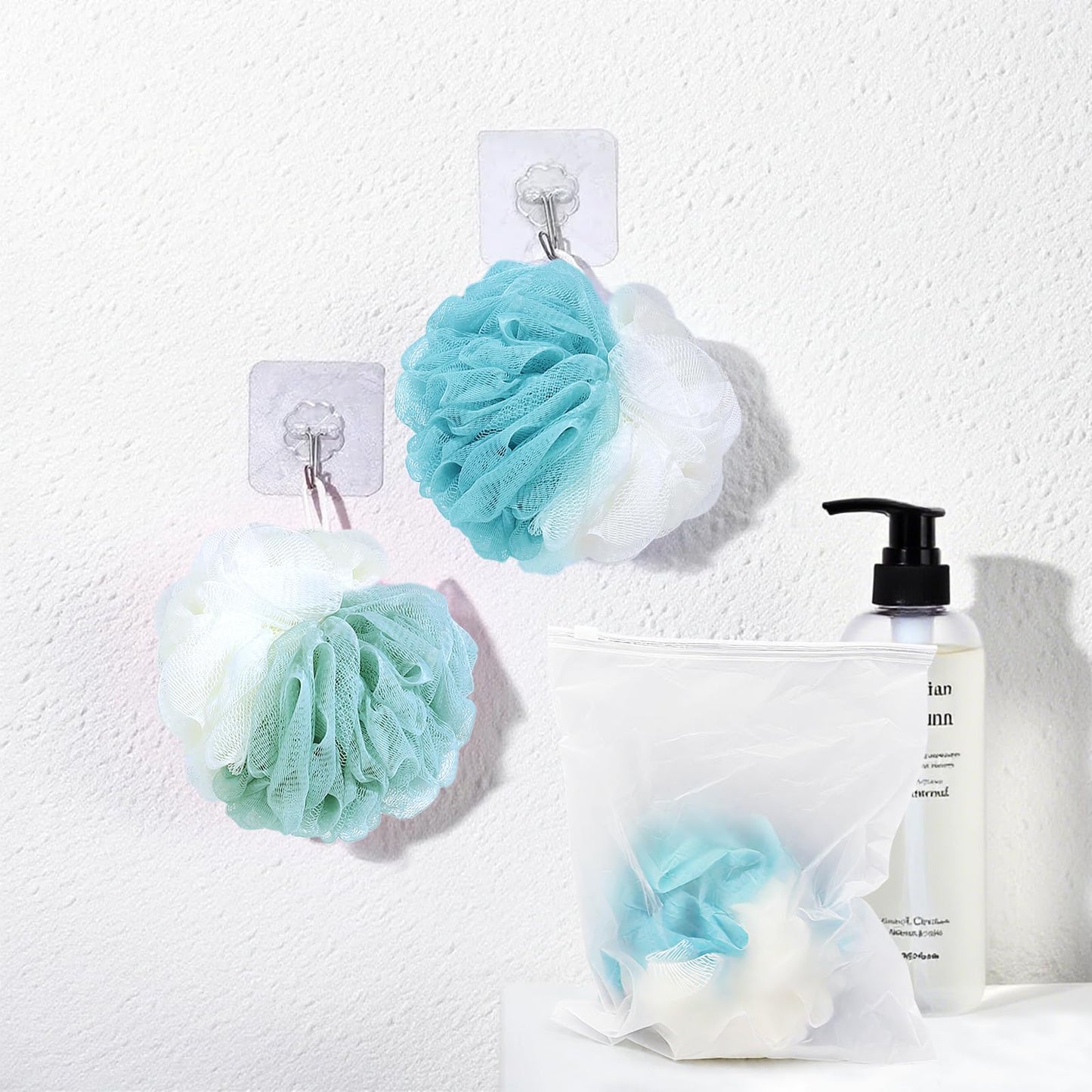Ttarxug Loofah Individually Wrapped,60g Loofah Sponge, Exfoliating Bath Scrunchies Shower Sponge Pouf Body Scrubber,Body Wash Sponge Ball,Shower Mesh Puff for Travel-Big Large (1 Count (Pack of 6))