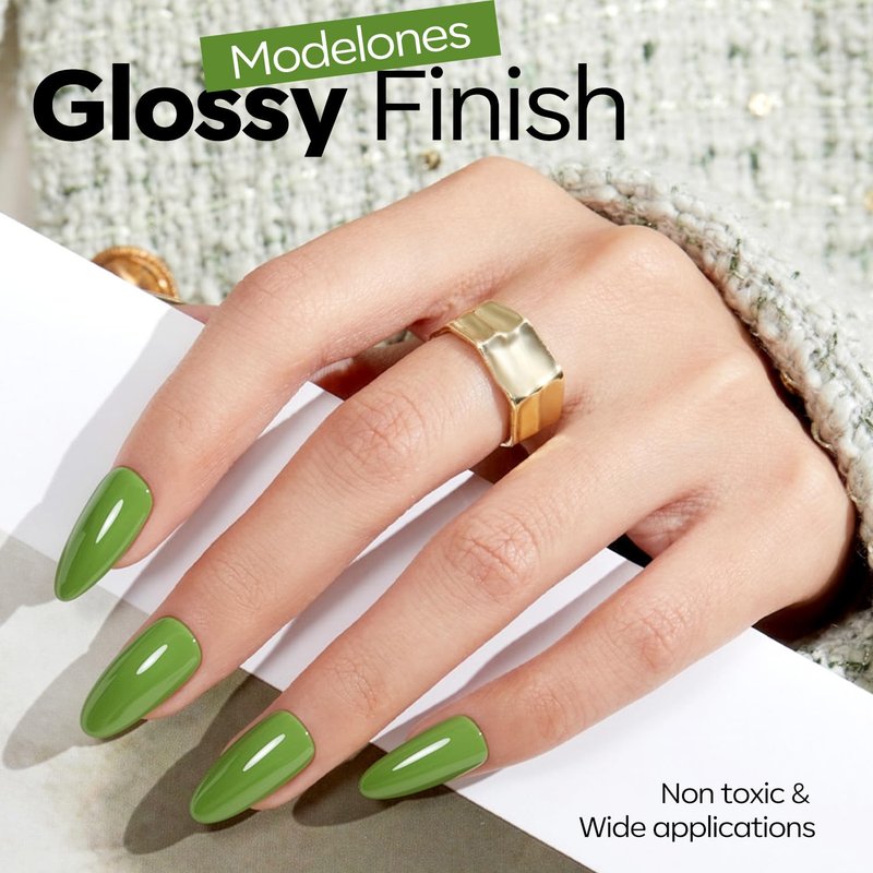 modelones Green Gel Polish Olive Green Gel Nail Polish Pistachio Nail Polish Spring Summer Soak Off LED Nail Art DIY Nail Manicure 15ML