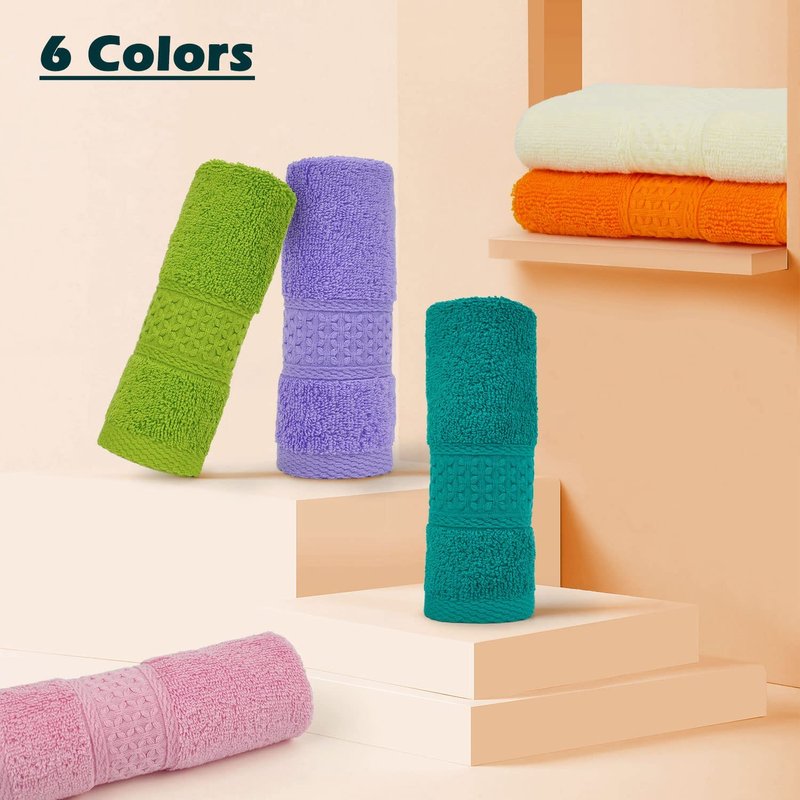 Cleanbear Face Cloths 12 Pack Washcloths 100% Cotton Wash Cloth for Face - Large Bath Washcloths 13 by 13 Inches with Multi Colors