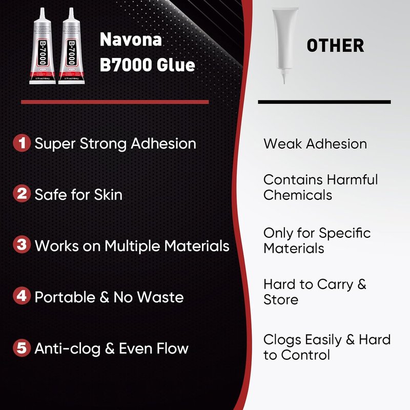 B7000 Clear Glue - Precision Tip for Rhinestones & Crafts | 2 PCS 110ml for Jewelry, Nail Art, DIY
