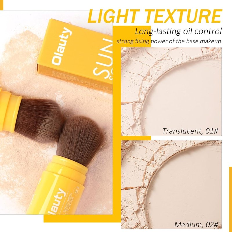 Mineral Sunscreen Setting Powder, SPF 35 Brush Sunscreen Powder for Face & Scalp, Long Lasting Lightweight Breathable, Oil Control Natural Matte Finish