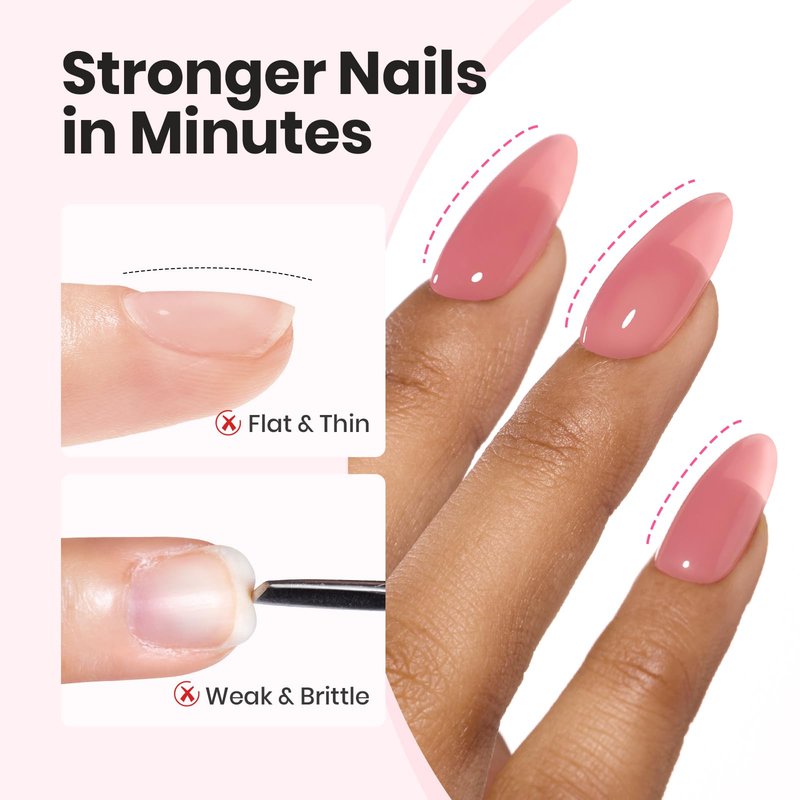 Beetles Builder Gel Set with Nail Dehydrator and Primer,Base Top Coat,Rosy Dew-Pink & Glitter Pink for Nails Extension & Apex Strengthening, Thickening Weak Nails, DIY UV Nail at Home for Beginners