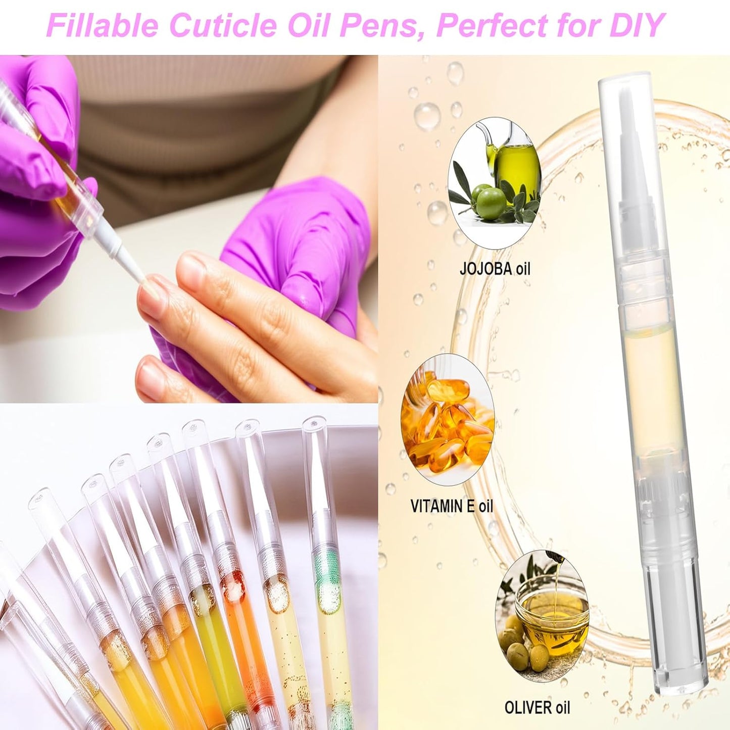 UPZIGS 12 Pcs Cuticle Oil Pens - Fillable 3ml Nail Oil with Brush | Transparent Twist Design