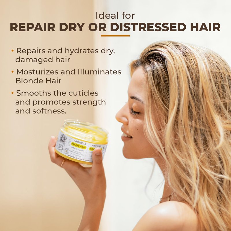 Intea Hair Mask for Blonde Hair - Restores Damaged Highlights | 8.3 oz | Paraben & Ammonia Free with Chamomile Extract