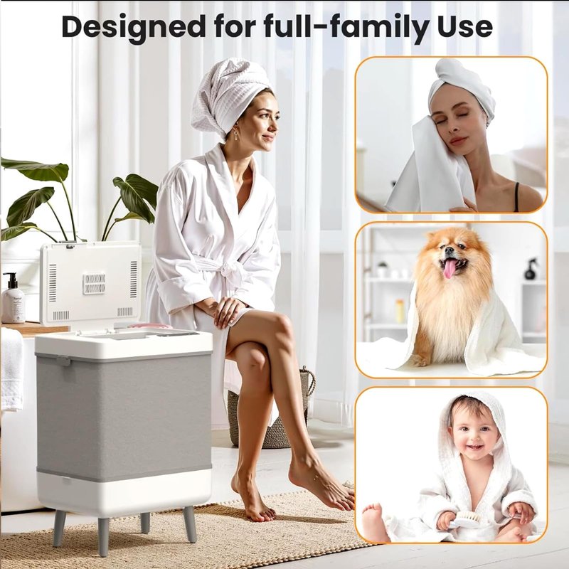 CNZHONGYINI 35L Foldable Towel Warmer Bucket for Bathroom, Large Hot Towel Warmers for Spa, Fast Heating & Drying Modes with 24H Timer, Auto Shut-Off, a Spa-Like Luxury for Home