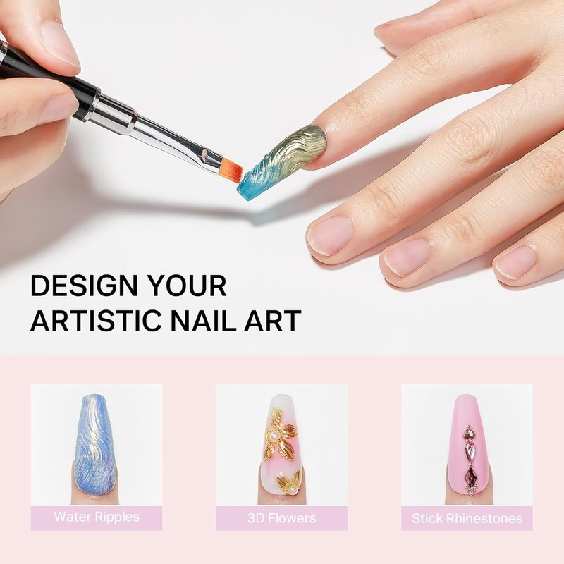 MIZHSE Nail Builder Gel - 30g Clear Hard Extension Strengthener for 3D Nail Art | DIY Sculpting Kit with Dual Forms & Brush