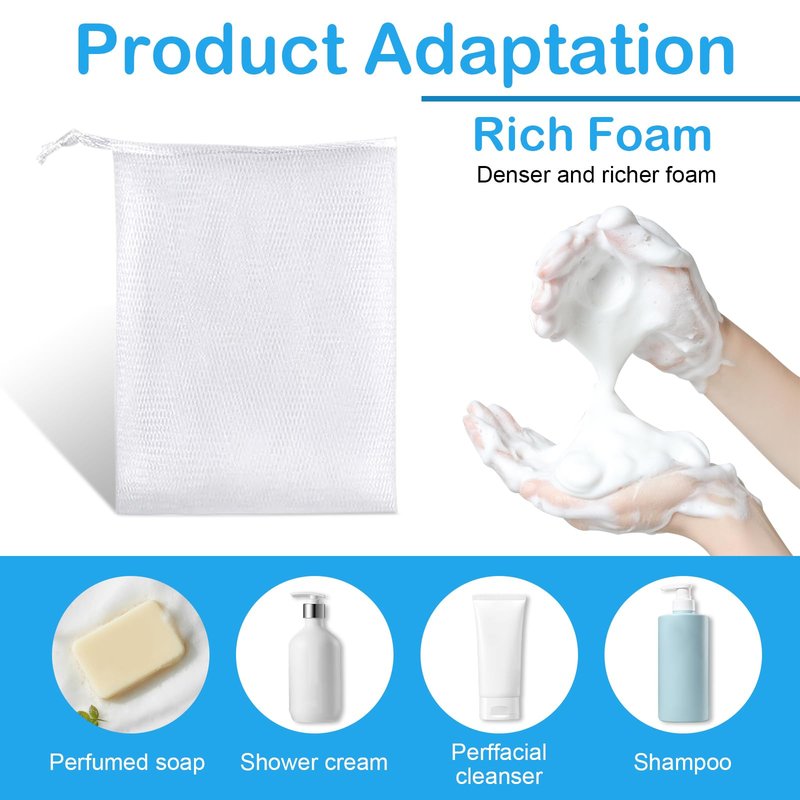 Aiuulu 40pcs Mesh Soap Bags for Soap Bars, Exfoliating Bubble Mesh Net Bars with Drawstring for Shower Face Cleansing