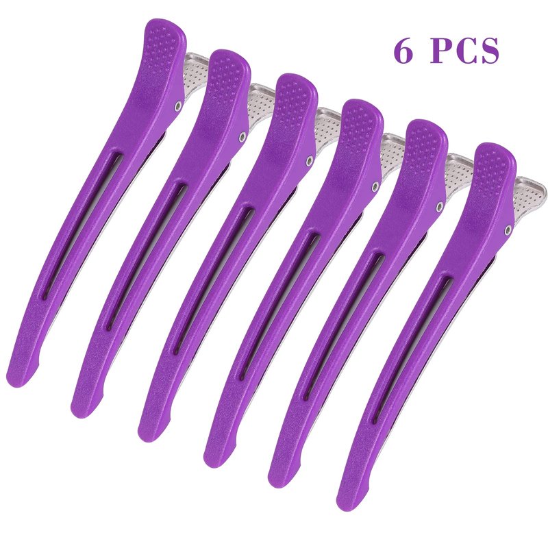 12 PCS No Crease Hair Sectioning Clips with Silicone Band - Duck Billed Professional Salon Clips for Hairstyling, Cutting, and Makeup