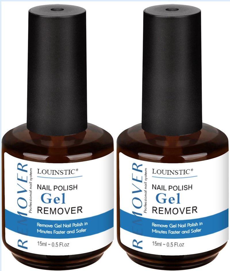 LOUINSTIC Gel Polish Remover for Nails – 2 Pack (30ml)，Fast 2–5 Min Gel Removal, Acetone-Free & Gentle, No Soak or Foil Needed, Ideal for At-Home DIY Manicures