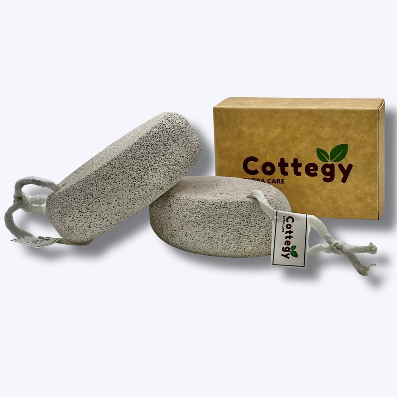 2-Pack Cottegy Natural Foot Pumice Stone for Feet, Pedicure Tools Hard Skin Callus Remover for Feet and Hands - Natural Foot File Exfoliation to Remove Dead Skin, Heels, Elbows, Hands. (White)