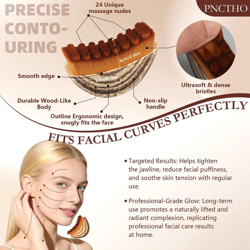 Pnctho 2026 New Lymphatic Contour Face Brush,lymphatic drainage massager for Chin & Neck, Jawline & Neck Lymphatic Massage Brush for Contouring, De-Puffing & Smoother Skin, Skin Firming