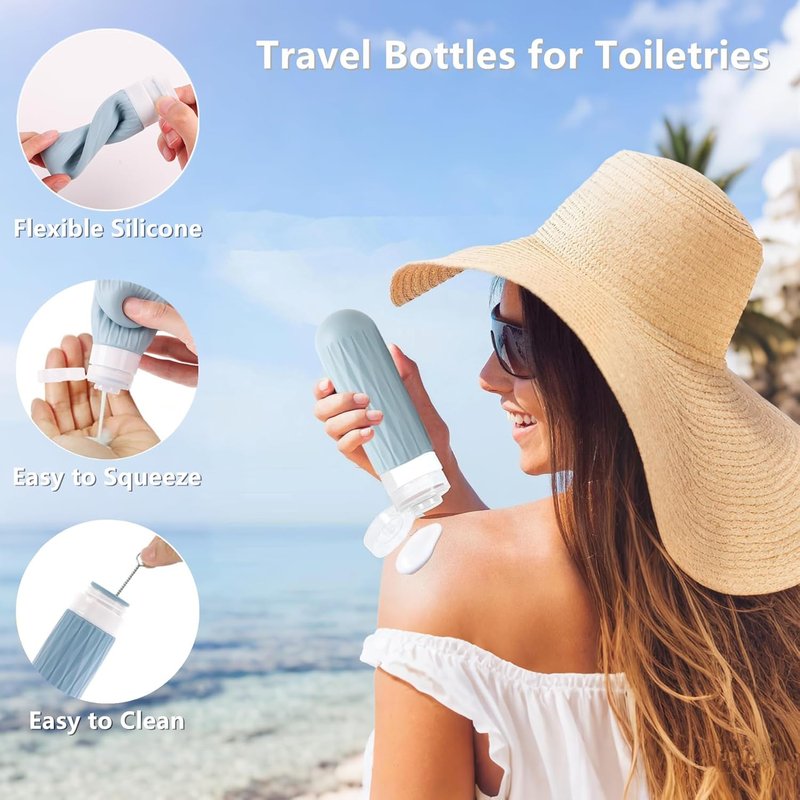 IYYI Travel Bottles - TSA Approved Silicone Toiletry Containers | Leakproof & Refillable (Gray, 90ml)