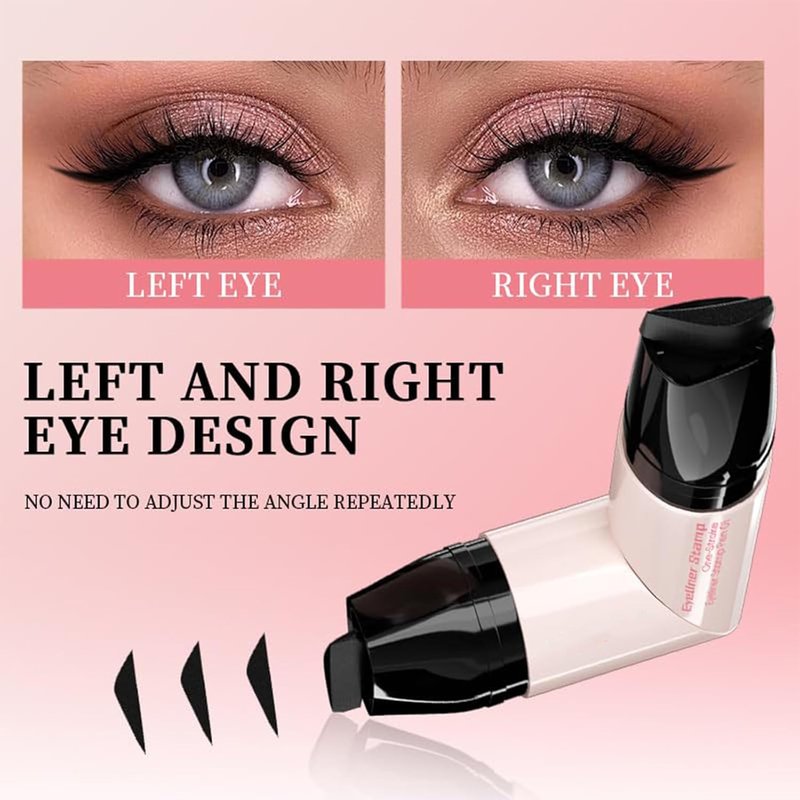 Dual-Ended Eyeliner Stamp Pen - Waterproof Winged Cat Eye Tool, Long-Lasting Matte Finish for Beginners