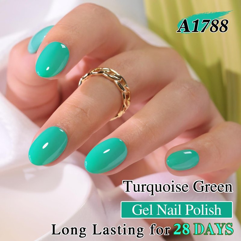 Double Rhythm 15ML Gel Nail Polish Pure Sheer Same Color Same Bottle Soak Off Gel Polish Art Manicure Salon DIY at Home for Women (Deep Mint-A1788)