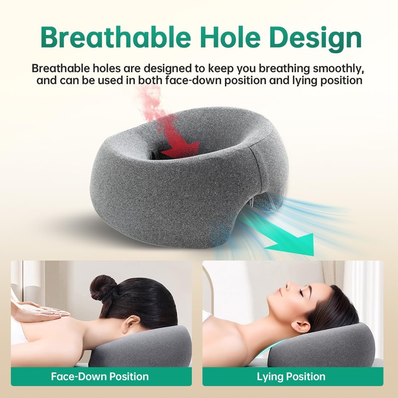 MOONYOOY Massage Head Rest for Bed, Face Down Pillow with Air Vent, Face Cradle for Spa & Stomach Sleeping, BBL Pillow After Eye Surgery, Massage Pillows for Prone Sleeping with Face Cradle Pad