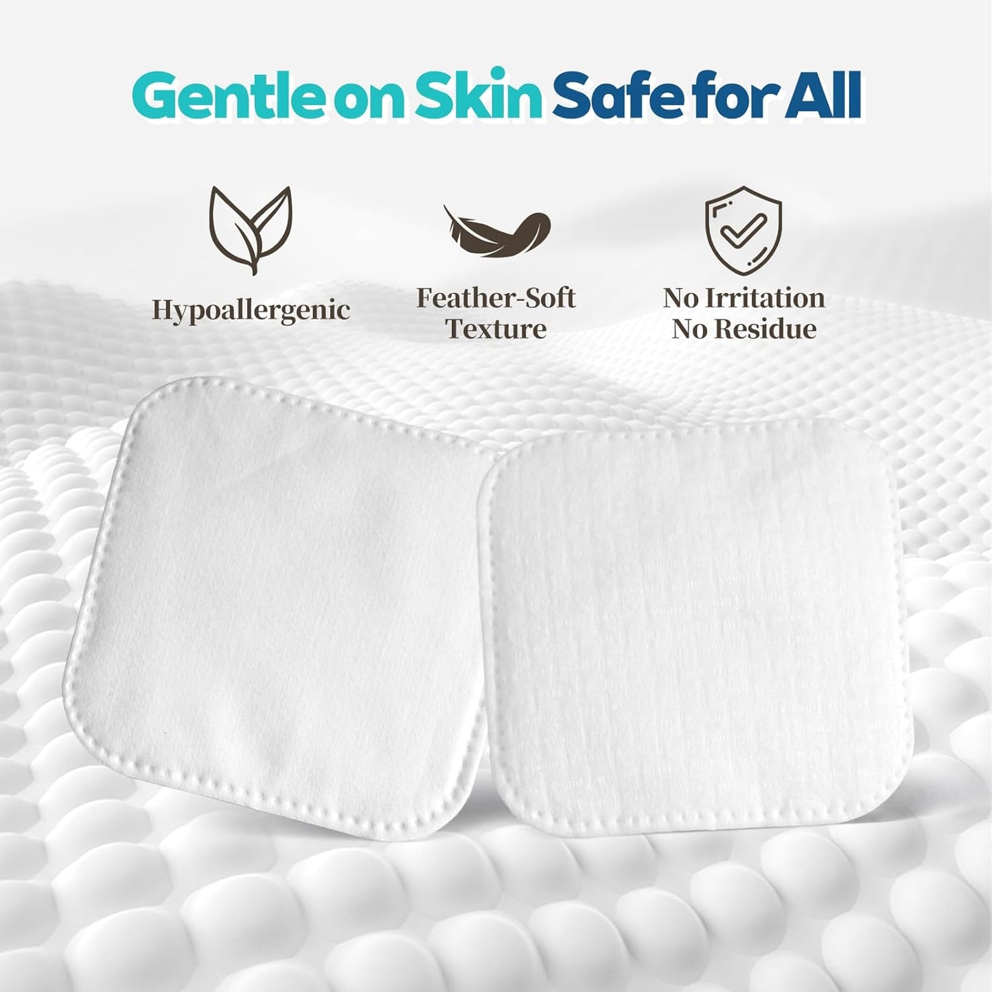 Skiennix Soft Cotton Pads - Lint-Free, Gentle on Sensitive Skin | 70 Count for Makeup Removal & Cleansing