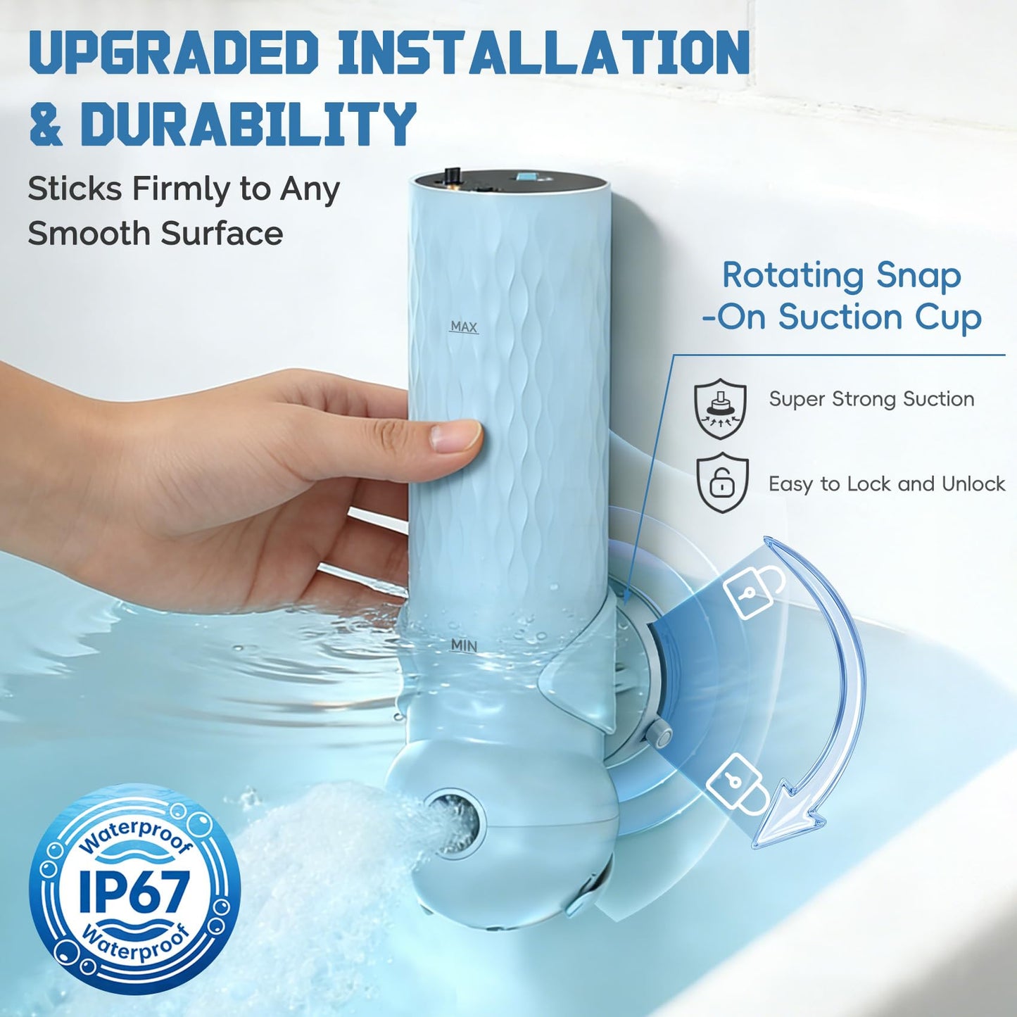 Upgraded Bath Jet SPA for Tub with Display Screen, Portable Handheld Bathtub Jet with Battery Level and Temperature Display, Bubble/Jet Two Mode, 8800mAh, IP67 Waterproof, 3 Adjustable Speeds