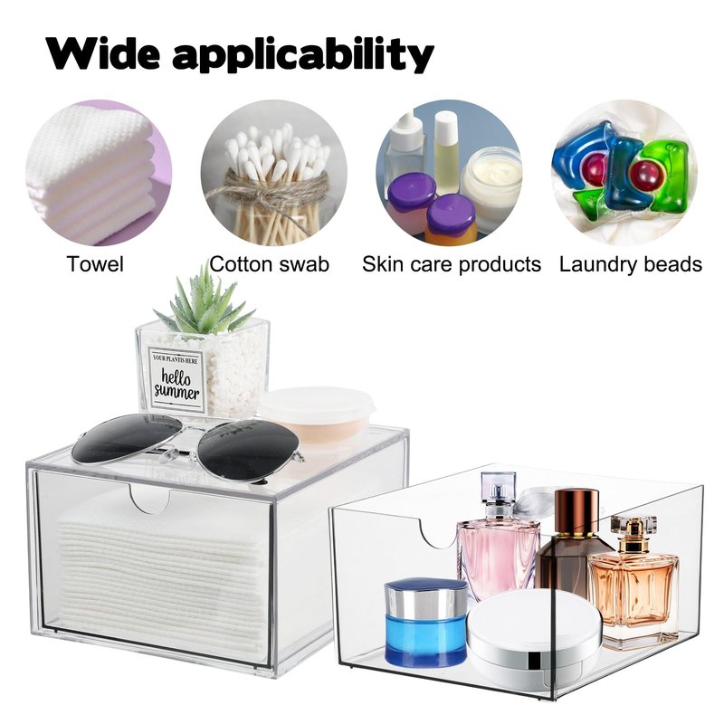 Disposable Face Towel Holder, Plastic Face Towels Storage Box with Drawer, Stackable Organizer for Clean Skin Club Face XL Towels, Towel Containers, Skincare Oragnizer for Vanity Bathroom Organization