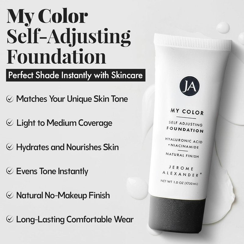 Jerome Alexander My Color Foundation - Self-Adjusting, Hydrating & Lightweight Face Makeup | Light, 1 oz