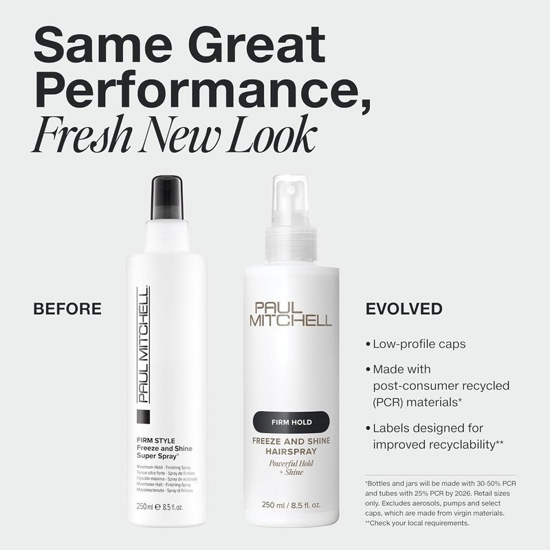 Paul Mitchell Freeze and Shine Hairspray - Maximum Hold, Shiny Finish for Coarse Hair