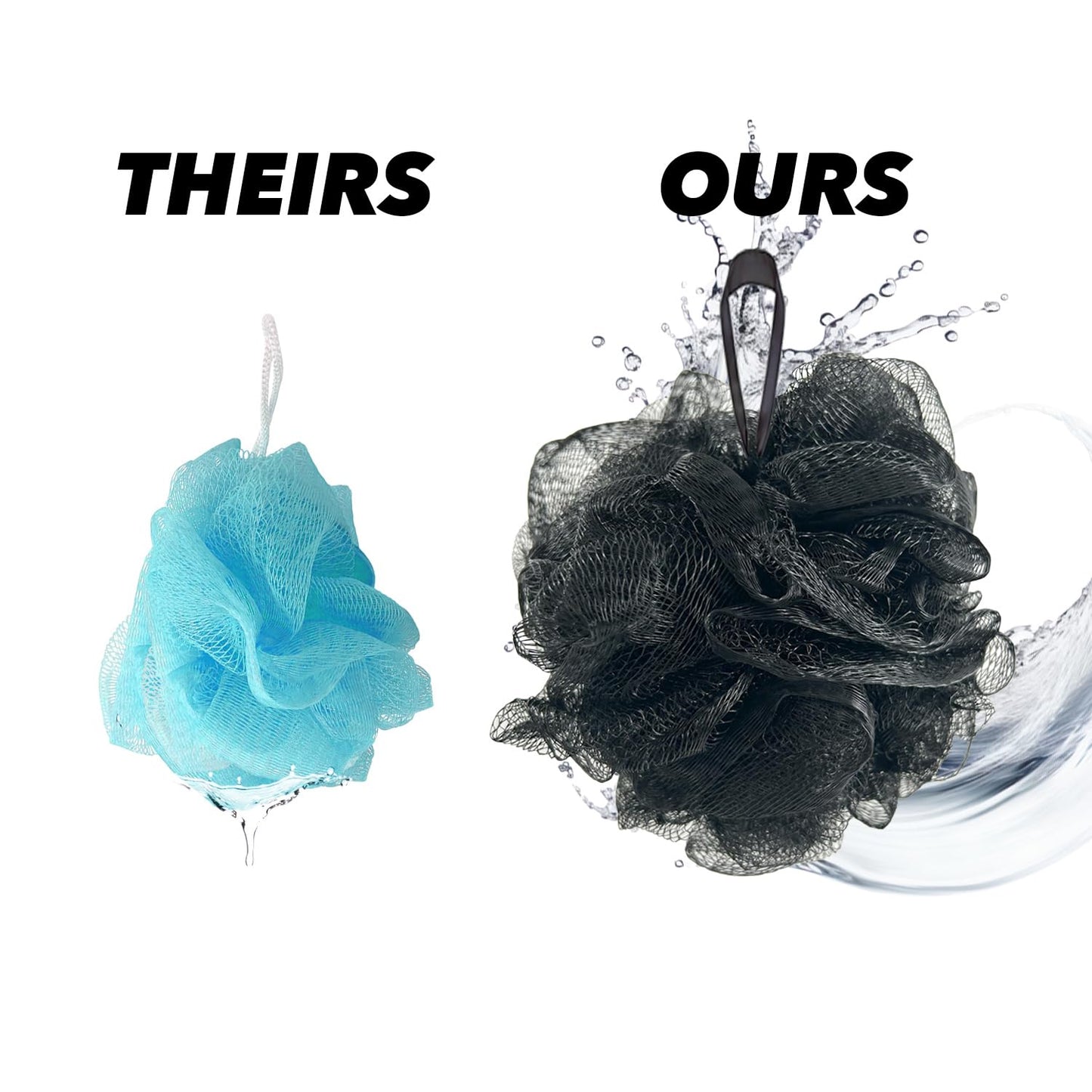 Earth & I Mesh Charcoal Loofah, Loofa, Loofah Exfoliating Body Scrubber, Body Scrubbers for Use in Shower, Poofs, Luffas, Lufas for Men, Bathroom Sponge, Shower Sponges