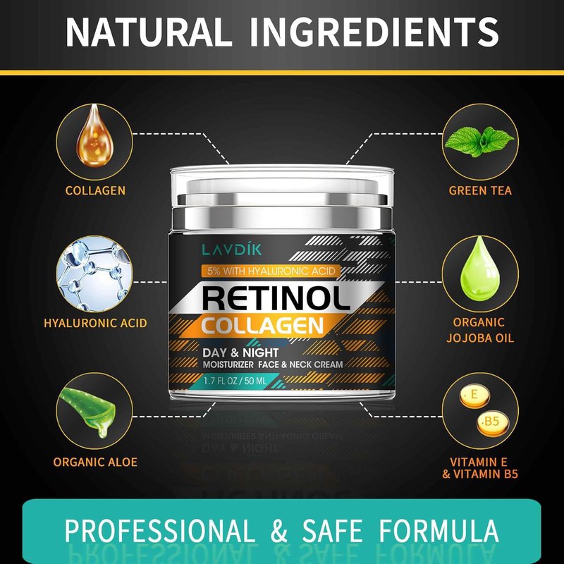 Regine Switzerland Retinol Cream - Anti-Aging Moisturizer with Hyaluronic Acid | 1.7 Fl Oz for Day & Night Use