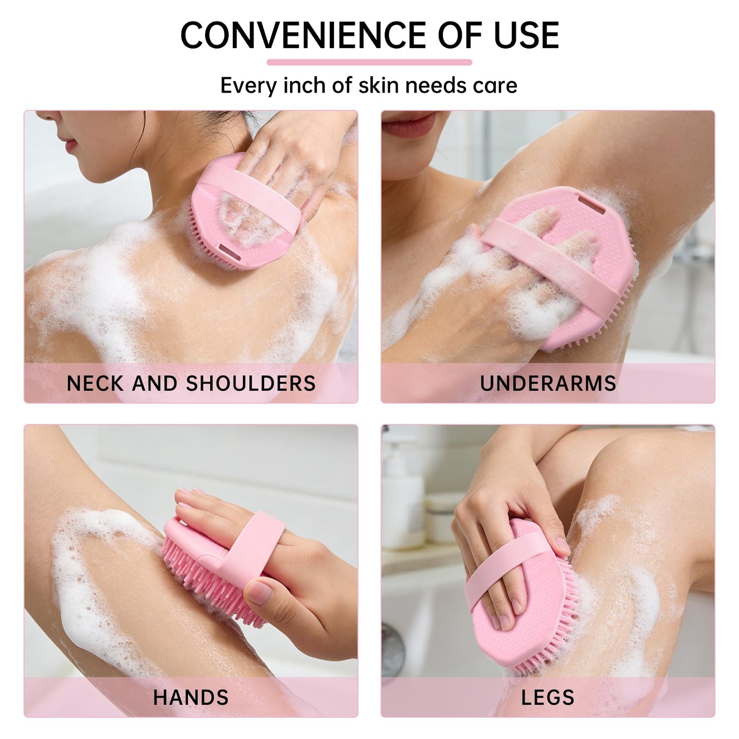 2Pcs Silicone Body Scrubber,Food-Grade Scrubbies for Body Gentle Exfoliation Anti Slip Grip,Silicone Loofah Silicones Shower Scrubber Silicones Body Brush,Shower Brush Suitable for All Skin Types