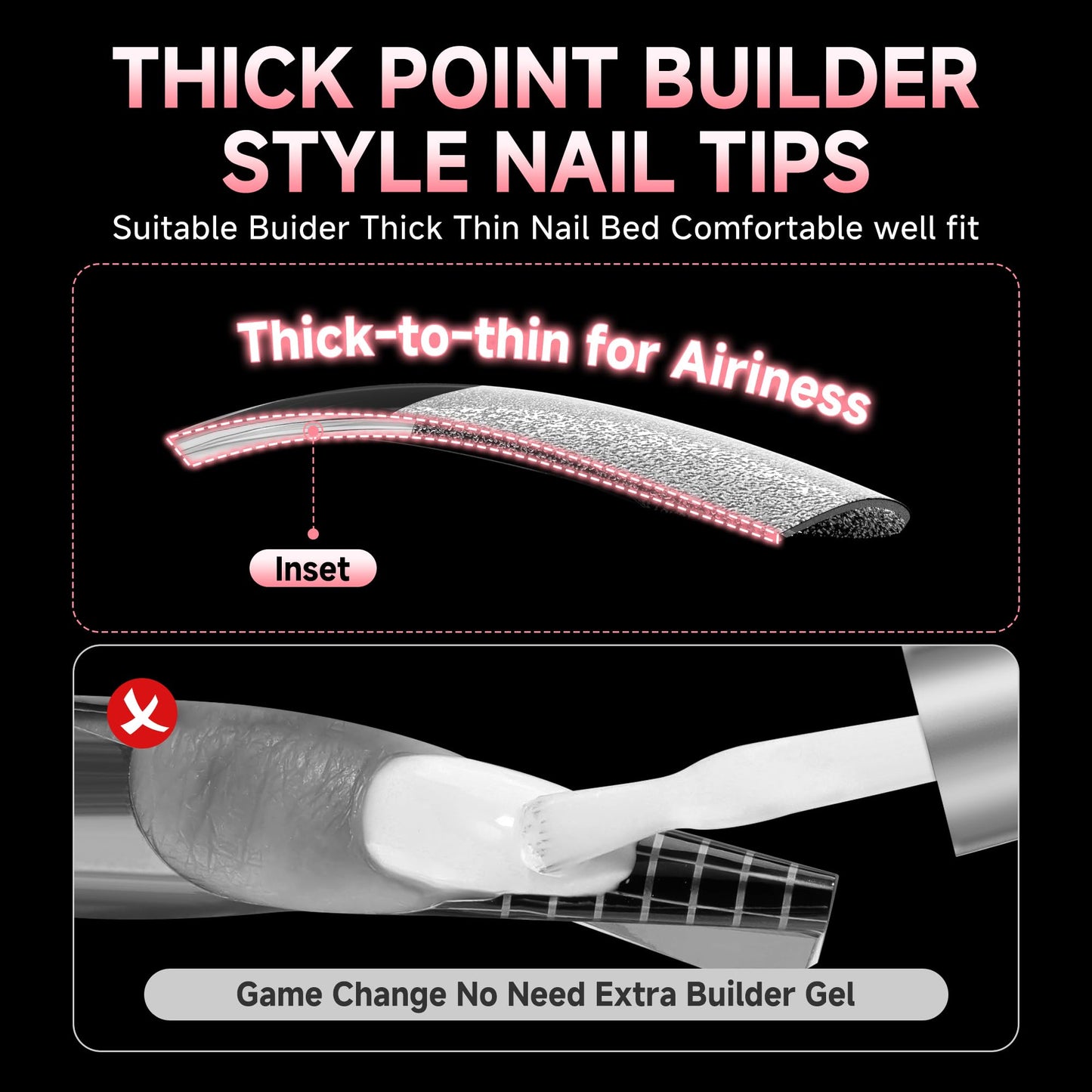 UNA GELLA Almond Nail Tips X-Soft Thicker Flexible Gel Nail Tips 330PCS Pre-etched Nails Tips Almond Shape Press on 15 Sizes Full Cover A lmond Fake Nails Strength Clear Nail Extensions DIY Salon