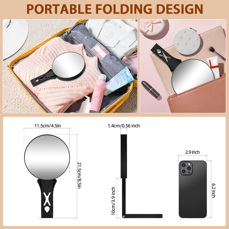 Magnifying Mirror 30X/5X Double Sided Hand Mirror, Precision Makeup at 30X Magnification & Overall View at 5X，Travel Handheld Magnified Makeup Mirror with Handle & Table Stand, Vanity Cosmetic Mirror