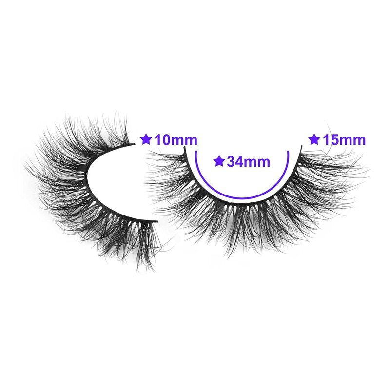 Skiennix 15mm 3D Mink False Eyelashes - Natural Look Wispy Cat Eye Style | 14 Pairs Pack