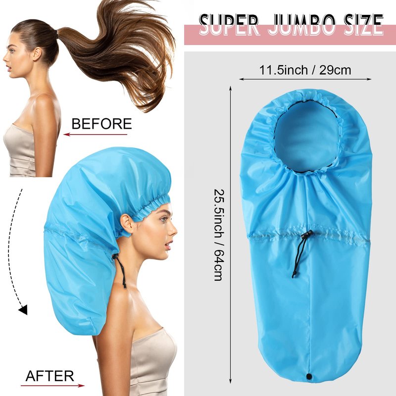 Eurzom 4 Pcs Large Shower Cap for Braids Extra Long Shower Cap for Women Long Hair Locs Foldable Waterproof Reusable XL Hair Bonnets for Dreadlocks Drawstring Bath Caps(Red, Blue, Black, Gray)