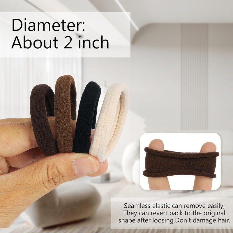 Hair Ties for Women - Black Elastic No-Damage Hair Bands | 60pcs, 2 Inch Seamless Design