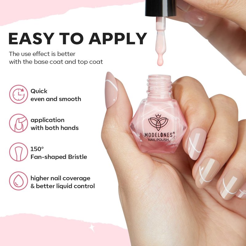 Modelones Nude Nail Polish Set - 6 Quick Dry Skin Tone Colors | Glitter Spring & Summer Collection