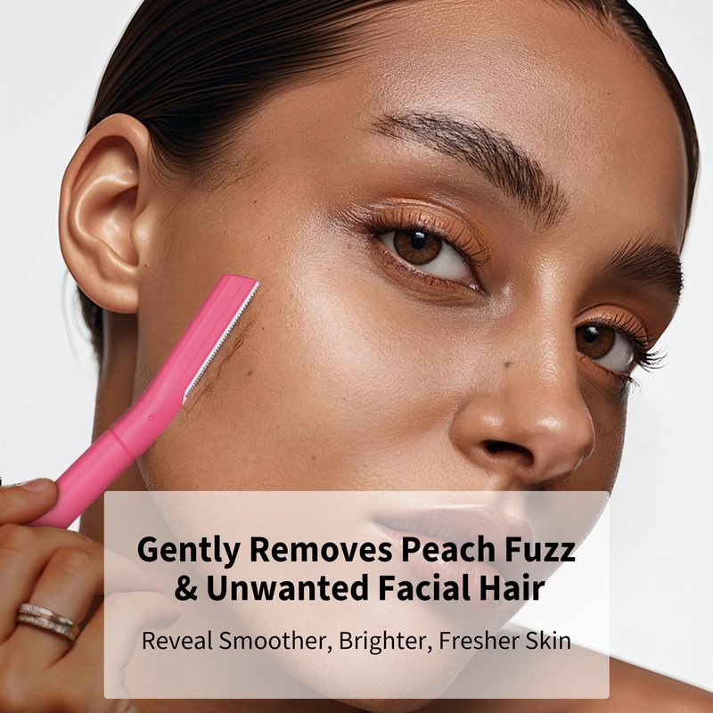 Skiennix Dermaplane Razor - Gentle Facial Exfoliation Tool for Peach Fuzz & Eyebrow Shaping | Coral