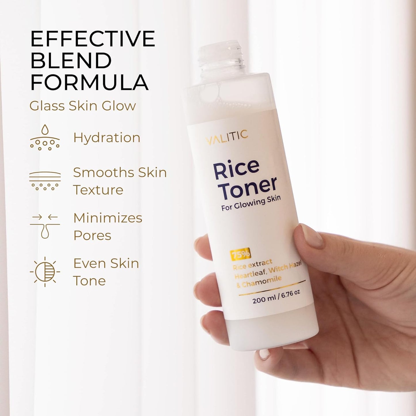 VALITIC Rice Toner - Milky Hydrating Face Toner with Niacinamide & Rice Extract | 200 ml, 6.76 fl oz