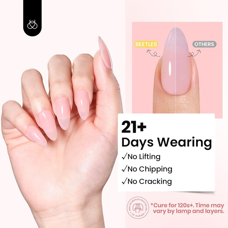 Beetles HEMA-Free Hard Gel for Nails - 2 Pcs 1 oz Clear & Jelly Nude Sculpting Gel | UV & LED Cured