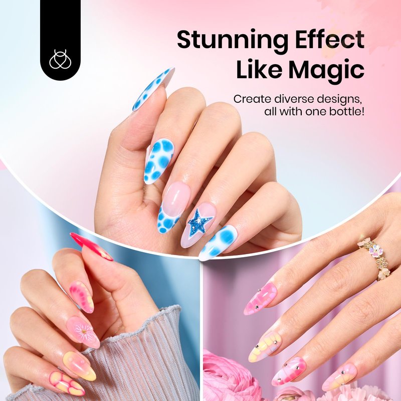 Beetles Blooming Gel, Blooming Gel Nail Polish Clear Uv Led Blossom for Spreading Effect Marble Natural Stone Watercolor Floral Print Soak off Diy Summer Nail Art Design Manicure Gifts for Women