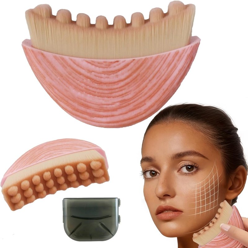 2026 Upgrade Lymphatic Face Brush, 2-in-1 Manual Massager for Lymphatic Drainage & Facial Cleansing, Contour Brush to Anti Puffiness, Sculpt Face & Enhance Absorption, with Durable Soft Bristles