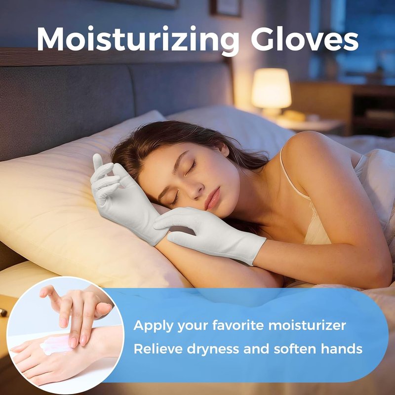 3 Pairs Cotton Gloves for Dry Hands Sleeping, Moisturizing Gloves for Men and Women, Stretchable White Cotton Gloves Eczema for Service Driving Coin Jewelry Handling