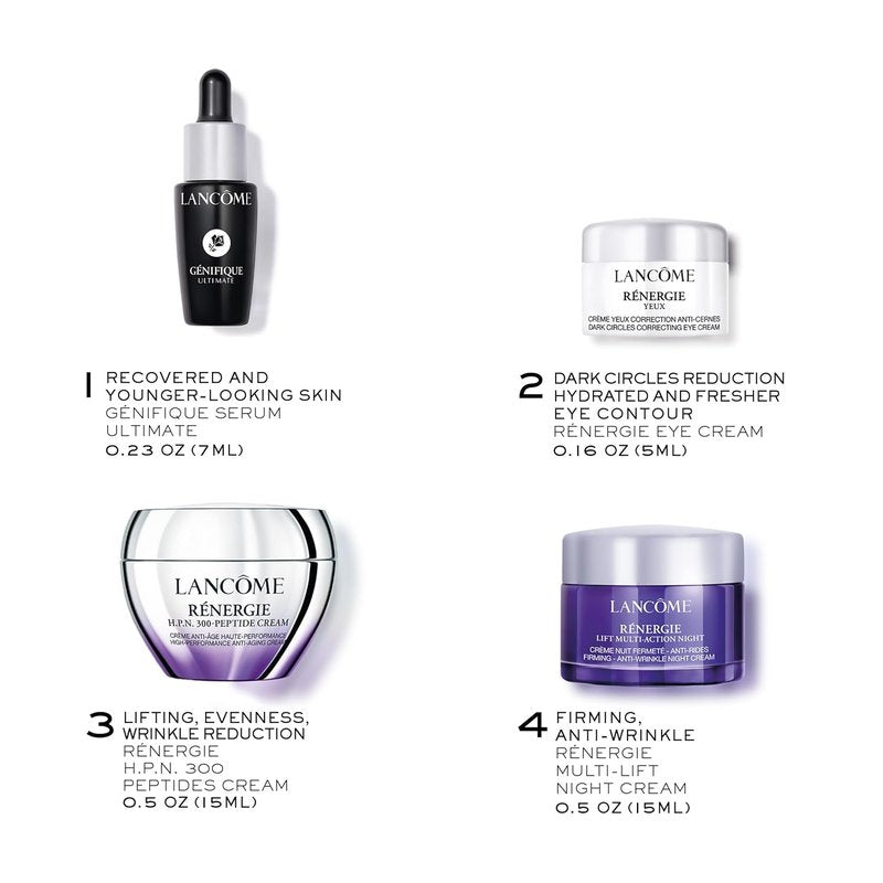 Lancôme Rénergie Skincare Trial Gift Set -Trial Set for Anti-aging Skincare Routine With Genifique Ultimate, Rénergie Day/Night Cream, and Eye Cream (1.6 Fl Oz)